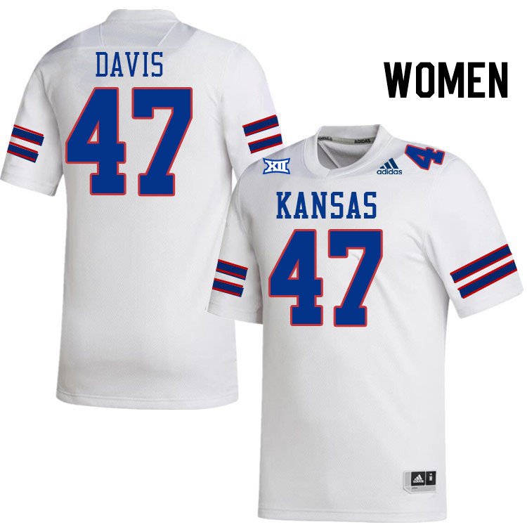 Women #47 Jacoby Davis Kansas Jayhawks College Football Jerseys Stitched Sale-White